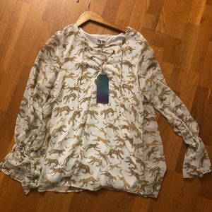 MUMU Cheetah Lace Up Top
